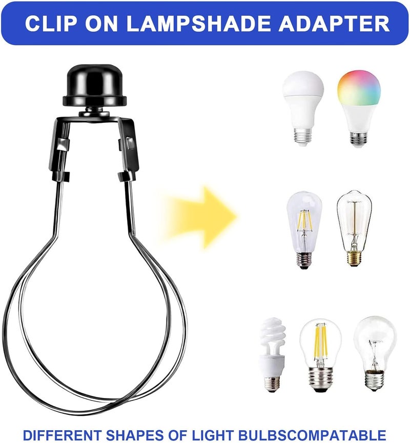 OMOBANU Antique Black Clip on Lampshade Adapter, Lamp Shade Light Bulb Holder Includes Lamps Finials, Lampshade Levellers, Clip on Lamp Shade, Metal Shade Decorative Holder Furniture Lighting - Image 4